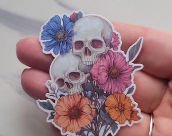 Floral skull sticker