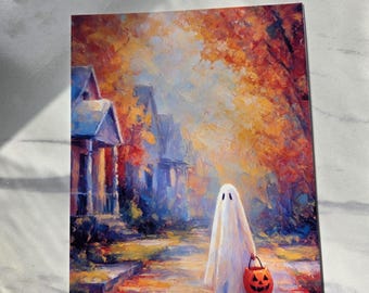 Trick or treat halloween ghost glossy print 4x6, 5x7, or 8x10