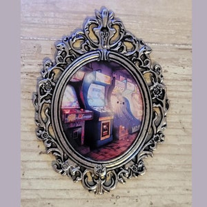 Tiny baroque framed arcade ghost portrait 3X2 inches