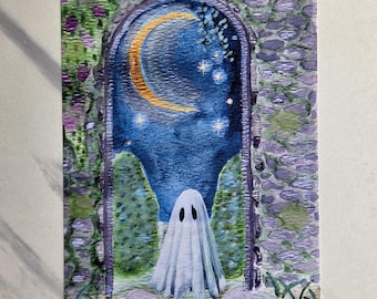 Stone wall moon ghost print 4x6 or 5x7 or 8x10
