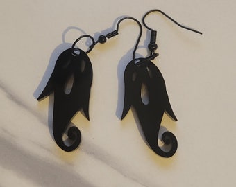 Black acrylic tiny ghost earrings