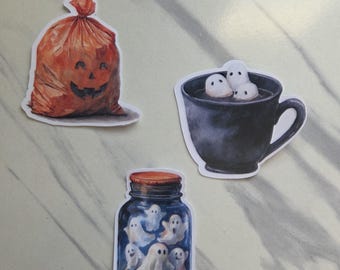 Halloween sticker pack, 3 spooky stickers, sticker set