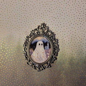 Tiny baroque framed floral ghost portrait 2x3 inches