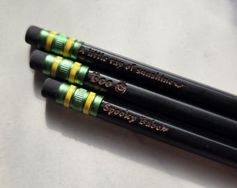 Gothic spooky black engraved pencils
