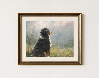 Digital nedladdning | Vintagekonst | Hund Vintagekonst | Hund | Hundtryck | Berner sennenhundkonst | En vaksam paus - Berner sennenhund