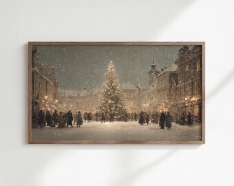 Vintage Christmas Town Square Art for Samsung Frame TV (Digital Download)