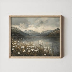 Digital Download | Vintage Art | Beach Landscape Art | Seascape Art | Lakeside Blossoms