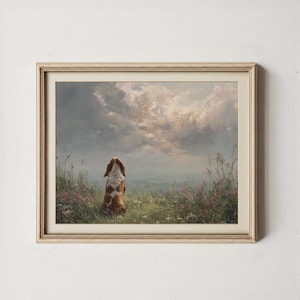 Digital Download | Vintage Art | Dog Vintage Art | Dog | Dog Print | Basset Hound Dog Art | A Watchful Pause - Basset Hound