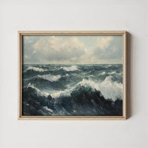 Digital Download | Vintage Art | Water Art | Seascape Art | Beach Landscape Art | Rough Sea I
