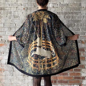 NEW PRODUCT - the unicorn is in captivity and no longer dead tapestry print - goth unicorn tapestries - transparent / see through/ MESH robe