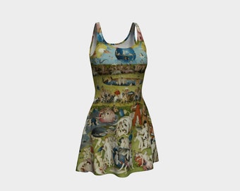 the garden of earthly delights - hieronymus bosch - printed flared dress