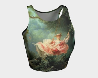 the swing, also known as the happy accidents of the swing- printed crop top - jean-honoré fragonard, 1767
