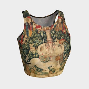 the unicorn is found tapestry print - the unicorn tapestries - printed crop top