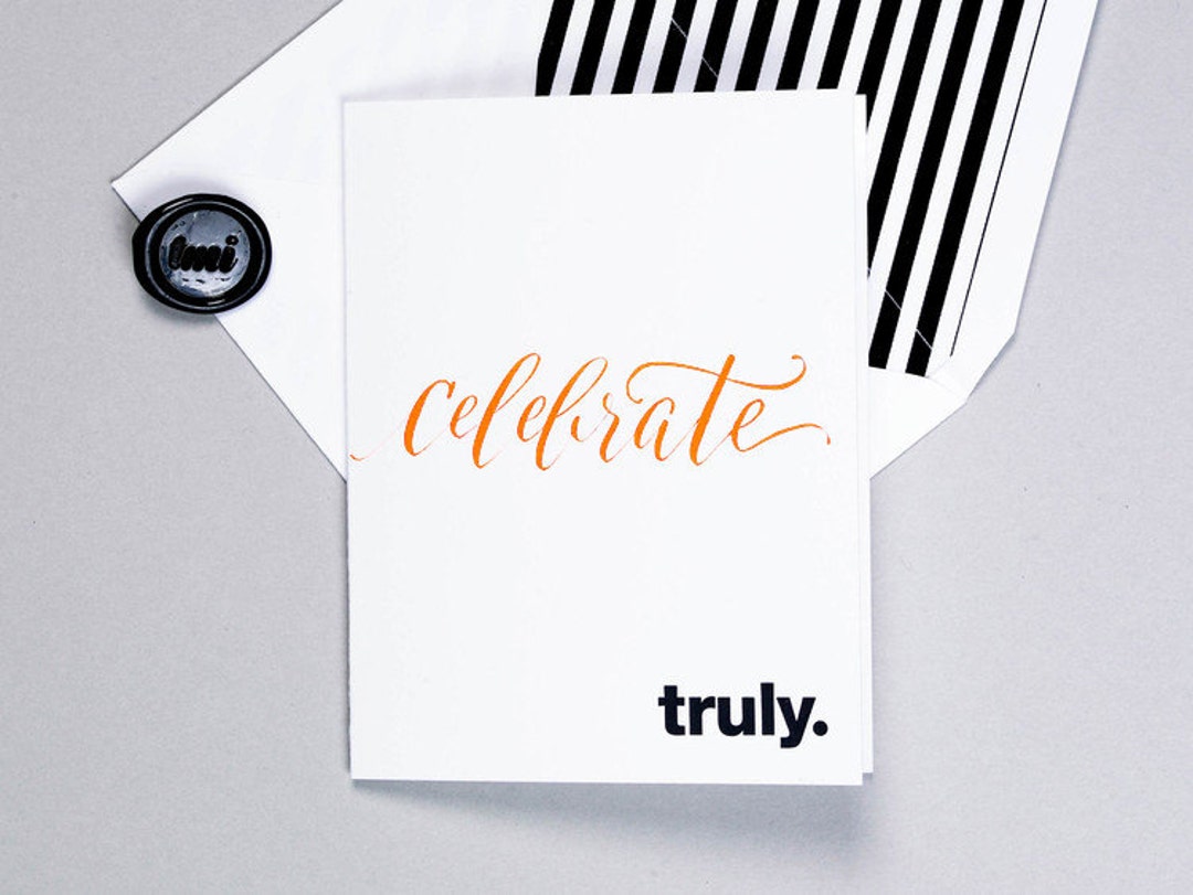 Celebrate Greeting Card Custom Calligraphy Letterpress Etsy