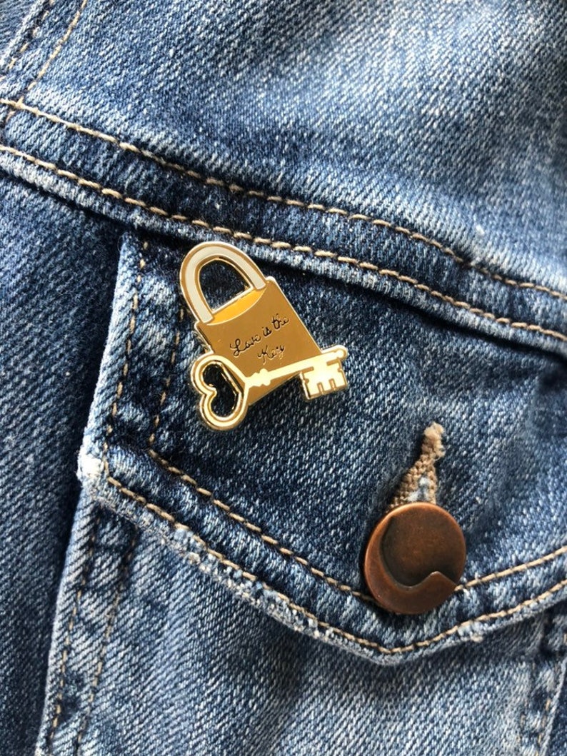 Lock and Key Enamel Pin Love is They Key Enamel Lapel Custom Etsy