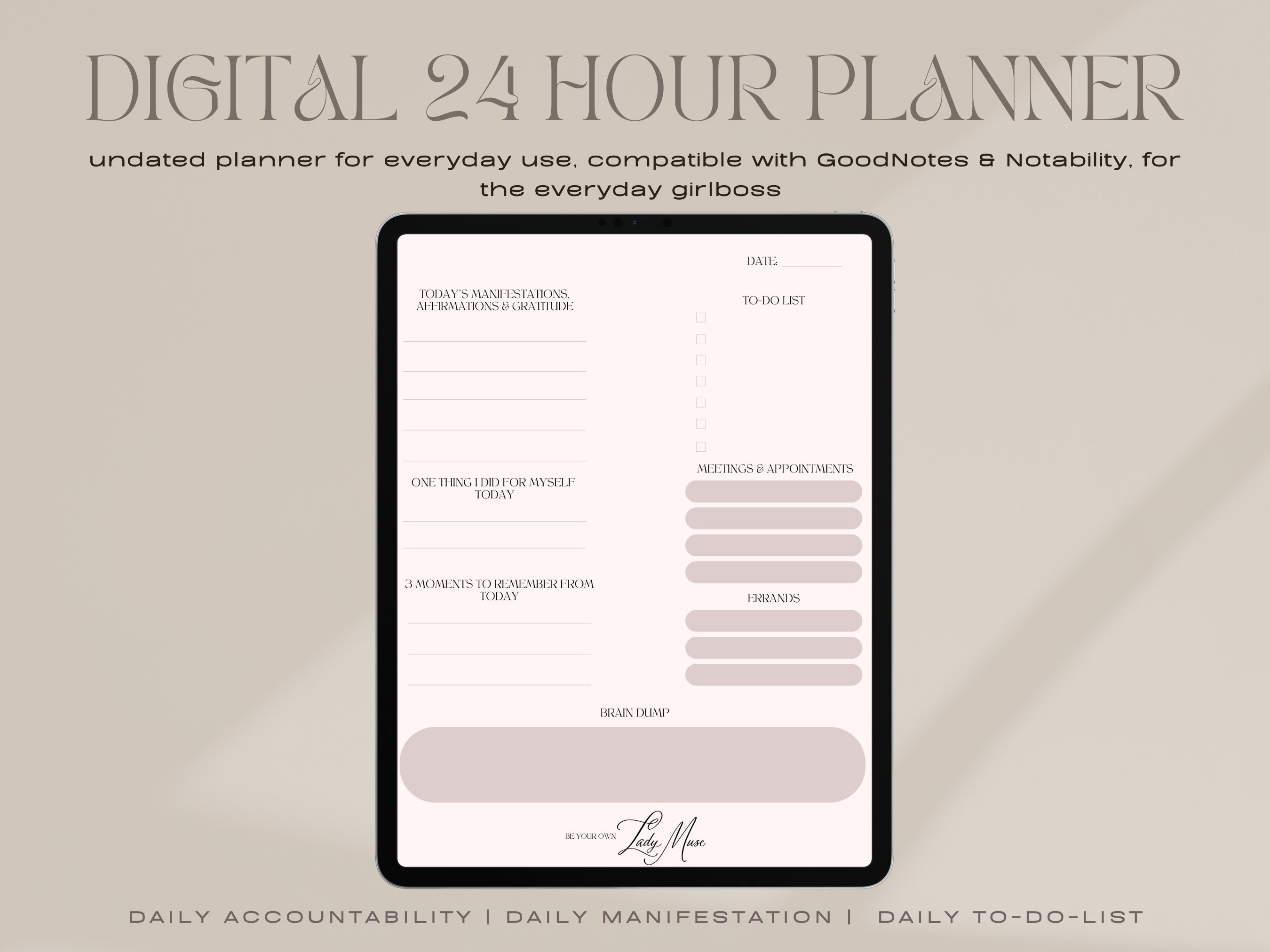 Digital Daily Planner, Daily Manifestation Planner, iPad Day Planner ...