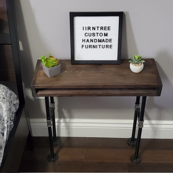 Rustic Pipe End Table | Nightstand Table | Bedside Table | Rustic Table | Metal Frame | Coffee Table | Industrial Furniture | Pipe Table