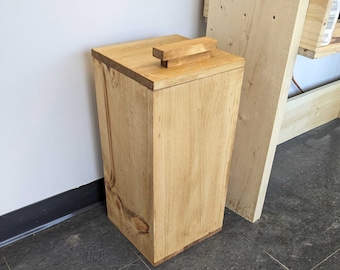 Handmade Recycled Solid 3/4" Wood Waste-Bin with a LID | Trash Bin | Trash Can | Wastebasket Dustbin | Garbage Box | Bucket | FREE SHIPPING!