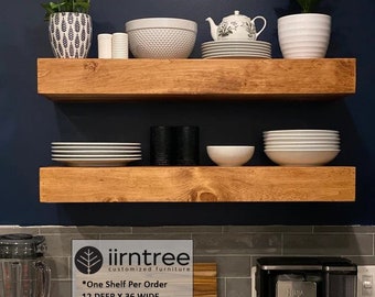 FREE SHIPPING**** | Wood Floating Shelf 12-inches Deep | Rustic Shelf | Reclaimed Wood Floating Shelves | Handmade Shelf | Wood Wall Shelf
