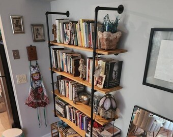 Closed Pipe Shelving | Industrial Pipe Shelf | Pipe Shelf | Industrial Bookshelves | Storage Shelf | Wall Storage | Wall Mounted Shelf