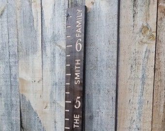 Family Name Growth Chart Ruler | Engraved Family Name Ruler | Wall Ruler | Rustic Ruler Measure 6 Feet Tall | Kids Height Ruler | Wall Decor