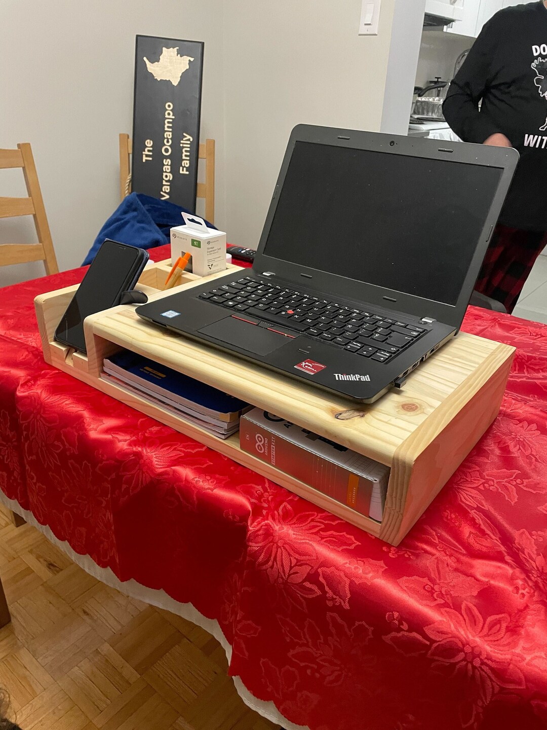 Handmade Wooden Desk Organizer Wood Desk Accessories Laptop Stand Home