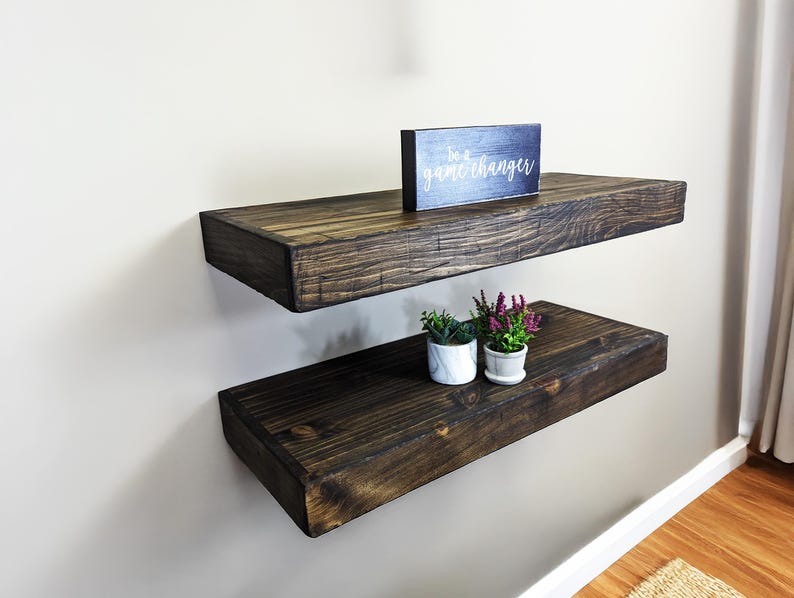 Distressed Wood Floating Shelf - 12" Deep - 3" Thick - Etsy