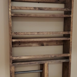 Esseno Spice Rack | Solid Wood Spice Rack | Kitchen Organizer | Utensil Hanger | Hanging Spice Rack | Rustic Wood Spice Rack |Farmhouse Rack