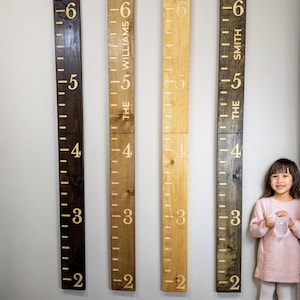 Family Name Growth Chart Ruler | Engraved Family Name Ruler | Wall Ruler | Rustic Ruler Measure 5 or 6 Feet Tall | Kids Height Ruler |