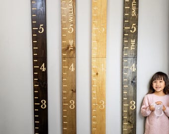 Family Name Growth Chart Ruler | Engraved Family Name Ruler | Wall Ruler | Rustic Ruler Measure 5 or 6 Feet Tall | Kids Height Ruler |
