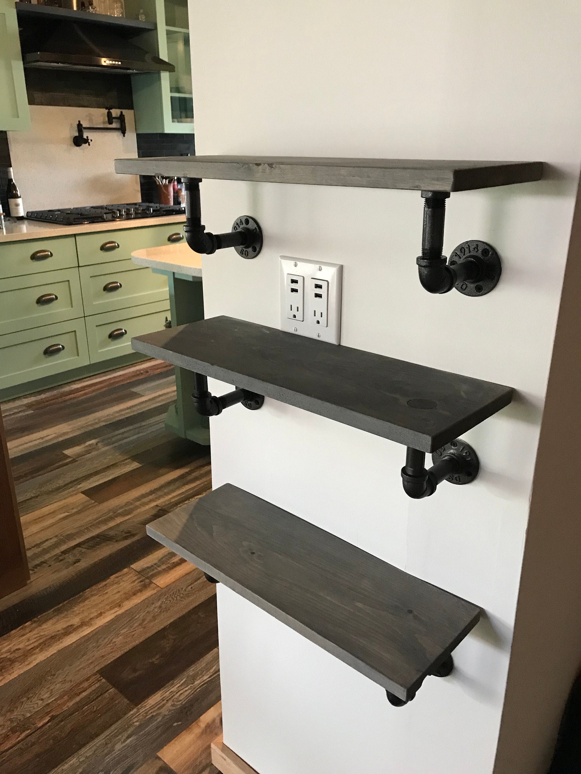 Simple Pipe Wall Shelf Rustic Industrial Pipe Shelf Etsy