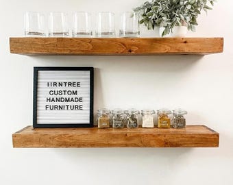 Wood Floating Shelf - 12" Deep - 3" Thick