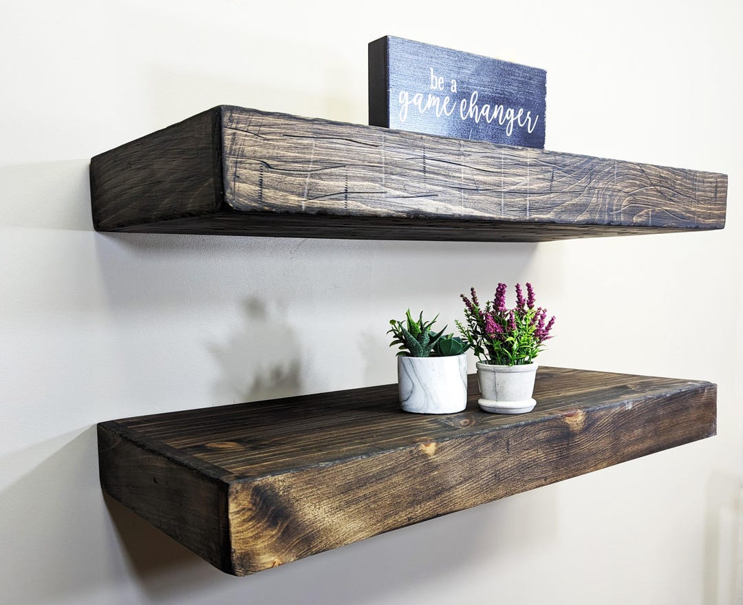 Distressed Wood Floating Shelf - 3" Thick - 8" Deep - Etsy