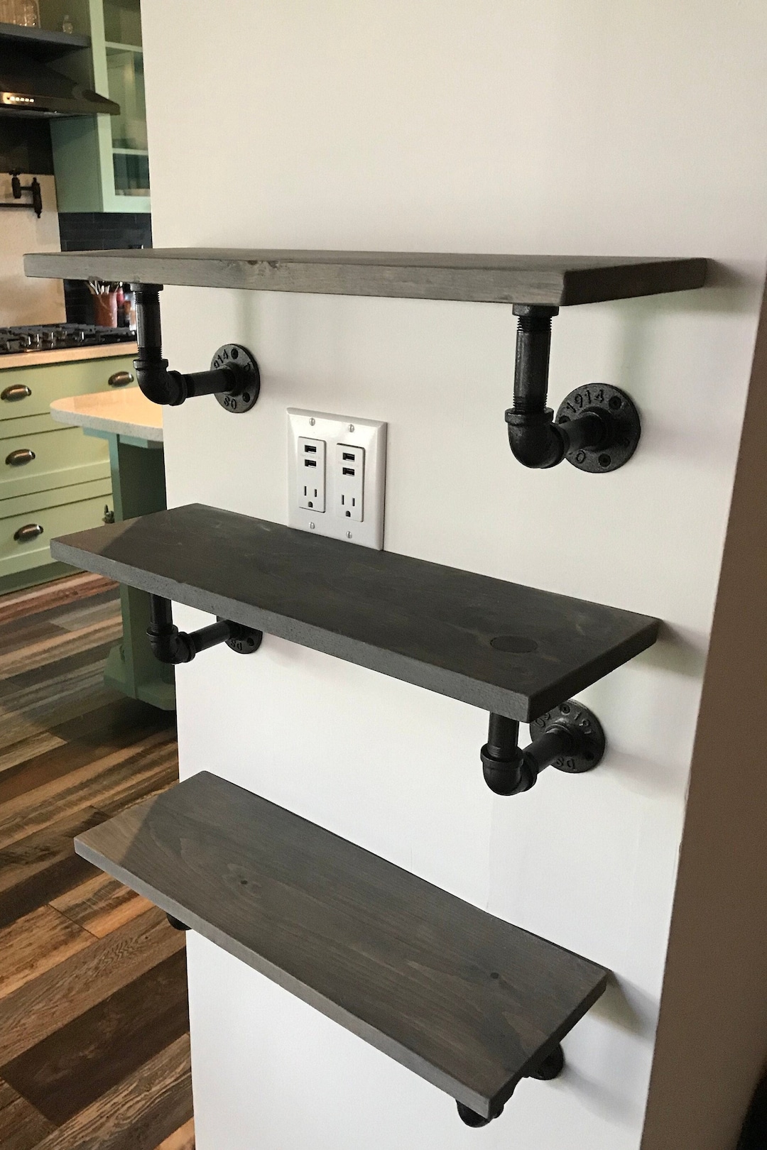 植物棚 industrial (iron shelf) RECLAIM Simple Pipe Wall Shelf | Rustic Industrial Pipe Shelf | Floating