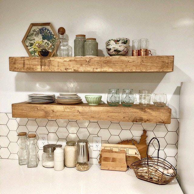 Wood Floating Shelf 12 inches Deep 3 inch Thick Rustic Shelf Reclaimed Wood Floating Shelves Handmade Shelf Wood Wall Shelf Etsy