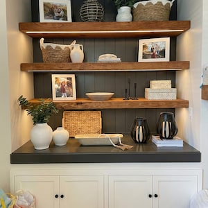 LED Light Wood Floating Shelf - 3" Thick - 10" Deep