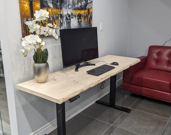 Bureau sur pied Live Edge | Bureau réglable | Bureau assis-debout | Bureau ergonomique | Bureau réglable en hauteur | Bureau vertical électrique - LIVRAISON GRATUITE