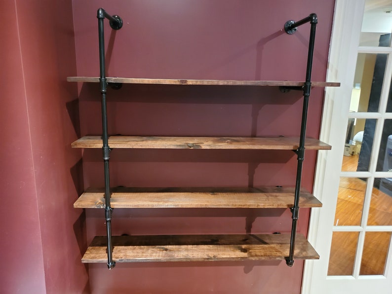 Closed Pipe Shelving Industrial Pipe Shelf Pipe Shelf Industrial Bookshelves Storage Shelf Wall Storage Wall Mounted Shelf image 3