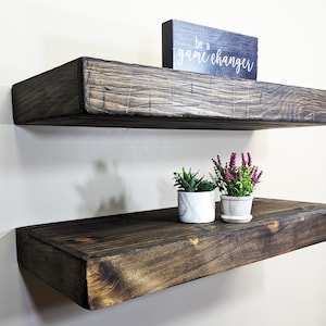 Distressed Wood Floating Shelves | 10&quot; Deep - 3&quot; Thick | Weathered Shelf | Rustic Shelf | Reclaimed Style | Floating Shelf | Handmade Shelf