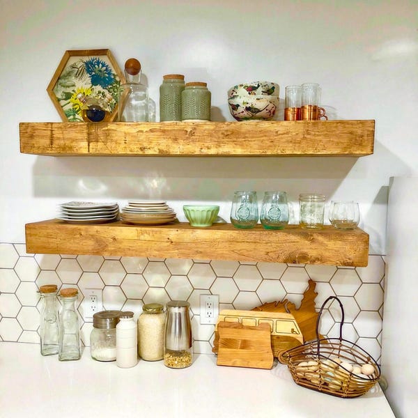 Wood Floating Shelf - 16" Deep - 3" Thick