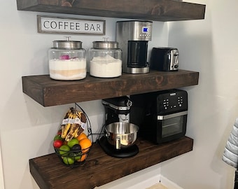 Wood Floating Shelf 16-inches Deep -3&quot;Thick | Rustic Shelves | Farmhouse Shelf | Reclaimed Wood Floating Shelf | Handmade Shelf | Wall Shelf