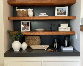 Wood Floating Shelves 3-Inches Thick | 10-inches Deep | Rustic Shelf | Reclaimed Apparence | Farmhouse Shelf | Floating Shelf | Handmade