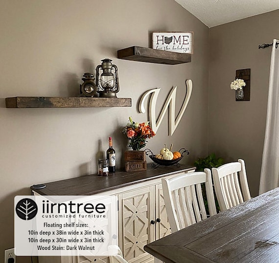 wood floating shelves 16 inches deep rustic shelf etsy dining bench