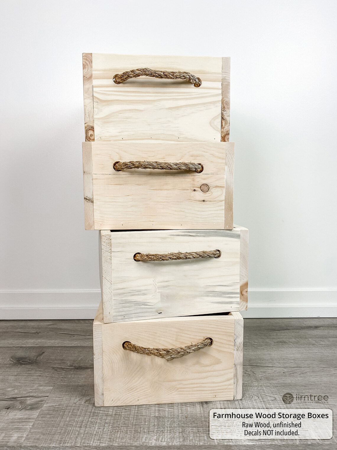 Farmhouse Storage Box Wooden Box Rope Handles Wooden Etsy