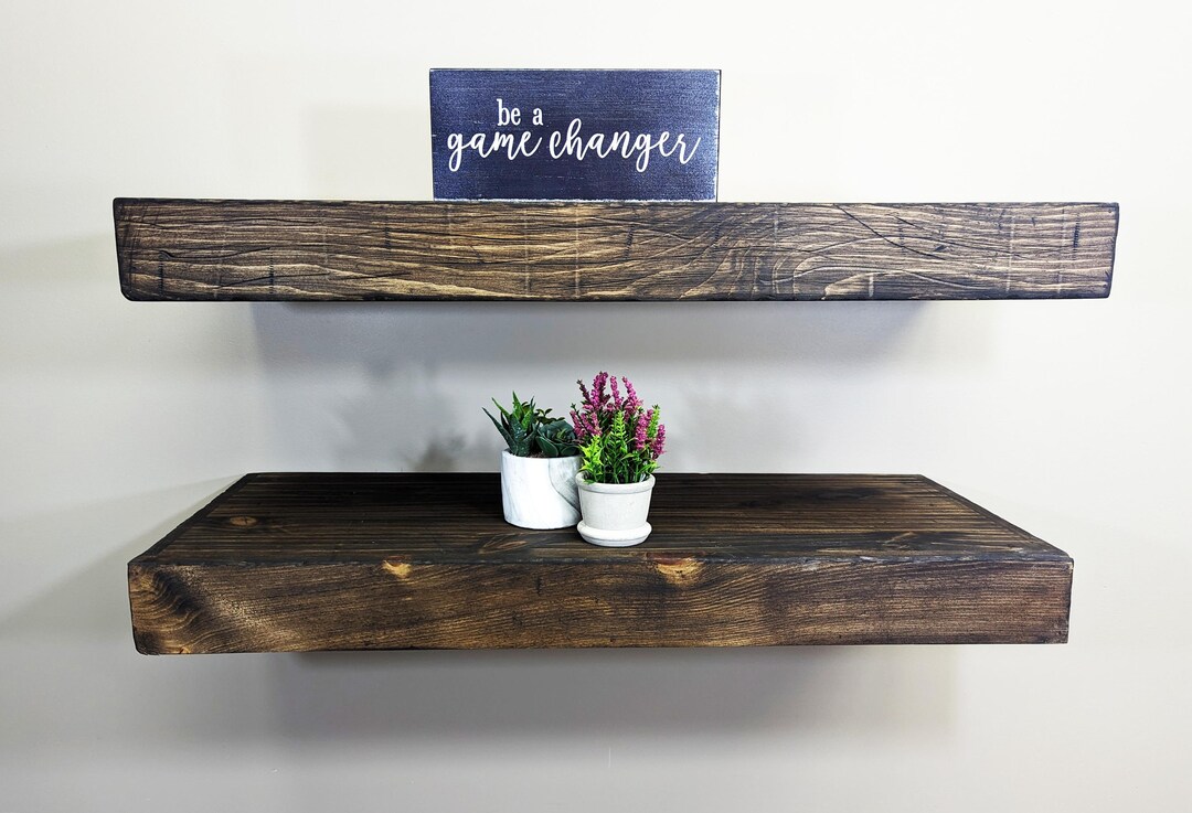 Distressed Wood Floating Shelf - 3" Thick - 14" Deep - Etsy