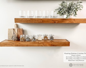 Wood Floating Shelves 2-Inches Thick | 10-inch deep | Rustic Shelf | Farmhouse Shelf | Reclaimed Wood Floating Shelf | Handmade Shelf | 2021