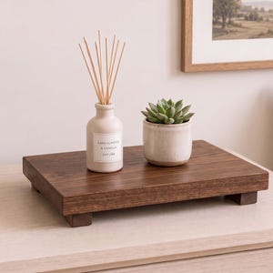 Handmade Wooden Table Tray Square Edge Riser