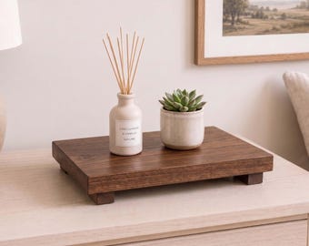 Handmade Wooden Table Tray Square Edge Riser