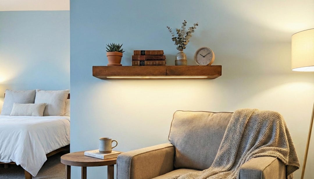 LED Light Wood Floating Shelf - 8" Deep - 3" Thick - Etsy