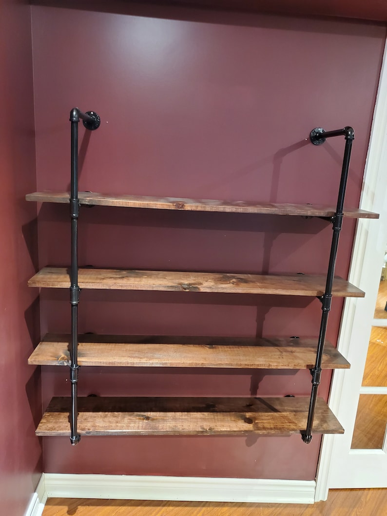 Closed Pipe Shelving Industrial Pipe Shelf Pipe Shelf Industrial Bookshelves Storage Shelf Wall Storage Wall Mounted Shelf image 8